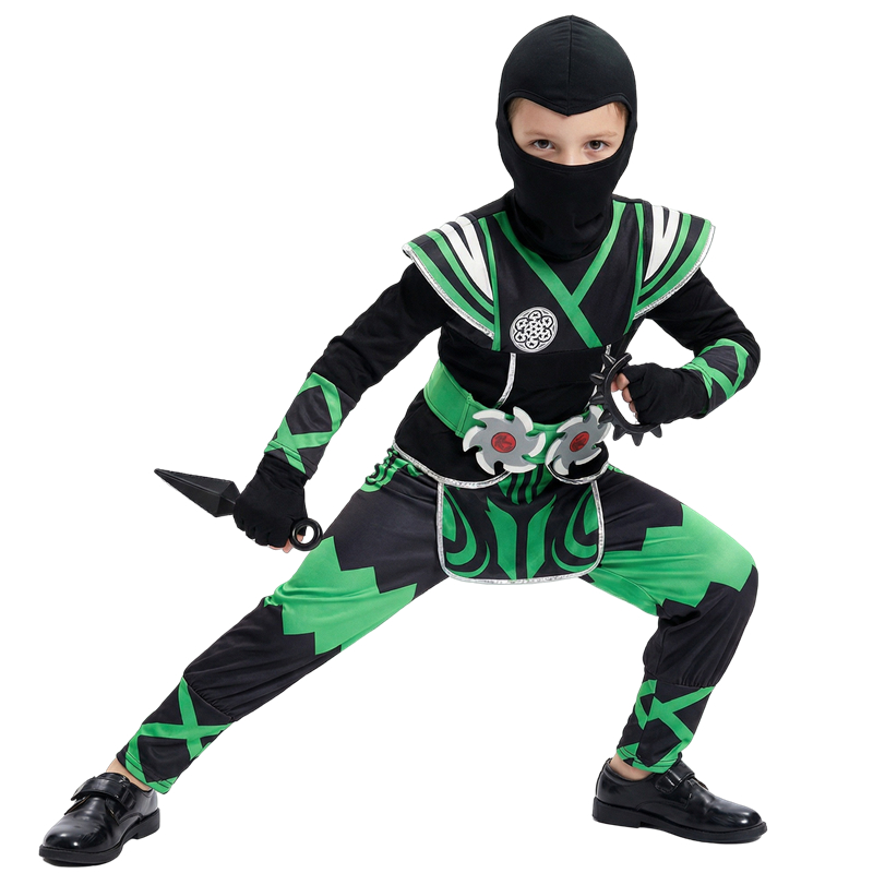 Halloween Costume Kids - Японский костюм ниндзя для детей, зеленый