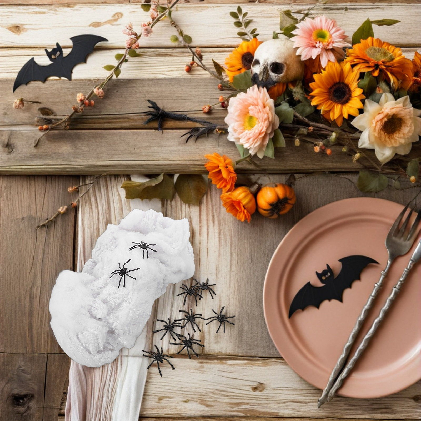 Spider Web Halloween Decoration - 1 комплект декора в виде паутины