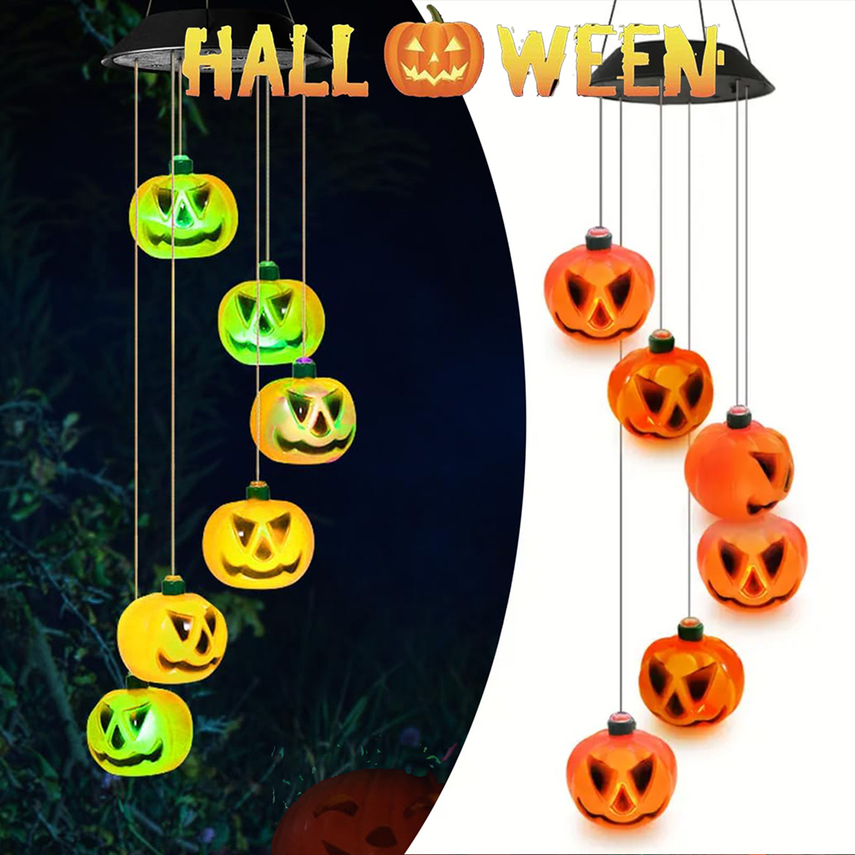 Halloween Pumpkin Decor Led - Солнечные ветряные колокольчики в форме тыквы