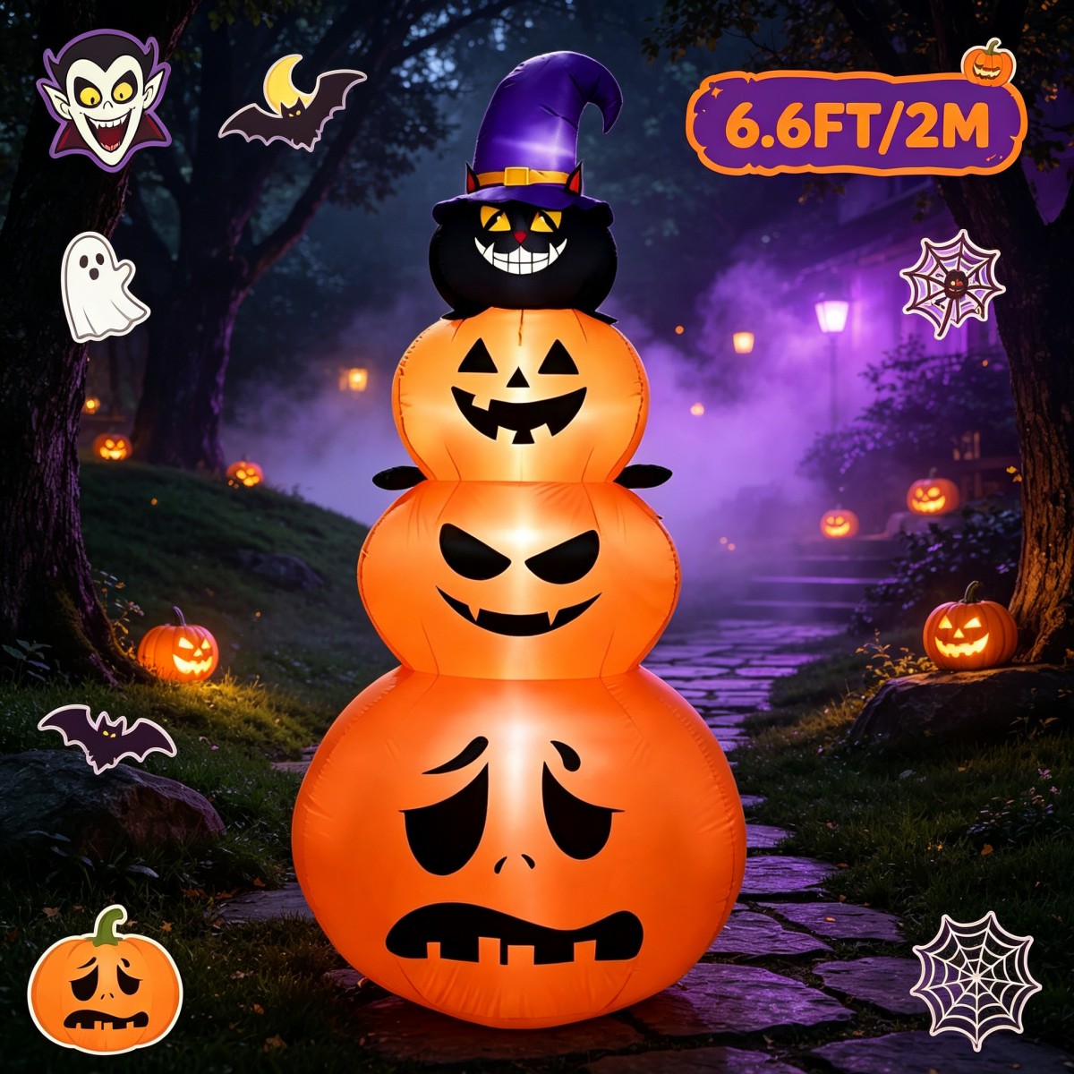 Halloween Pumpkin Decor Led - Уличные праздничные украшения на Хэллоуин: надувной