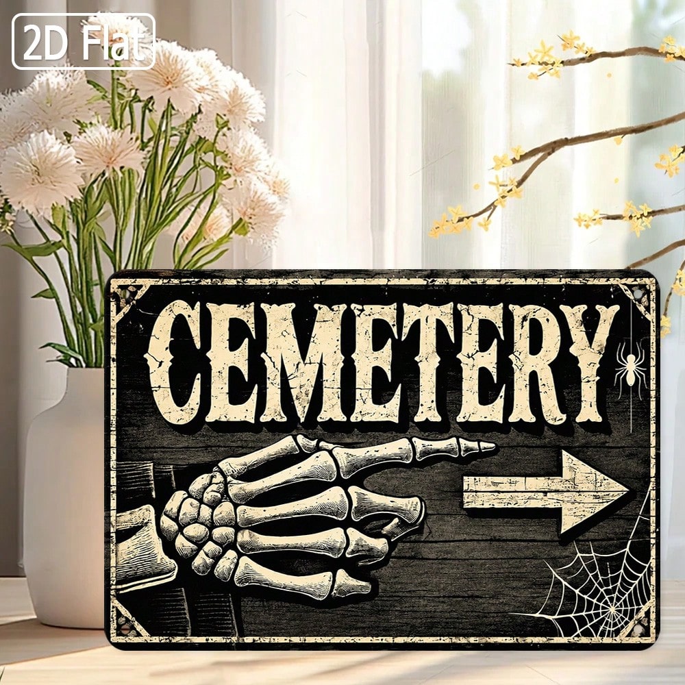 Halloween Skeleton Decoration - 1 шт. плоская жестяная табличка в