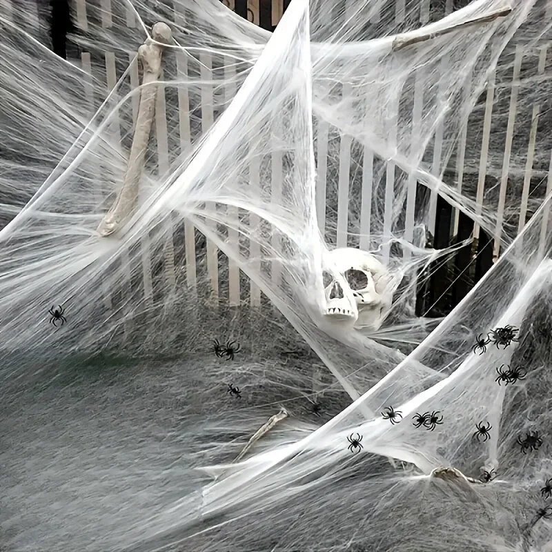 Эластичные паутины с двумя пау – обзор и цена Spider Web Halloween Decoration