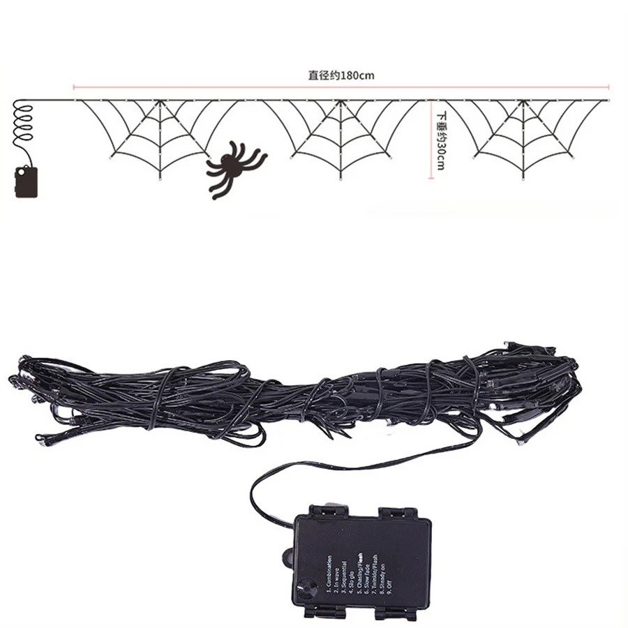 Гирлянда-паутина на Хэллоуин,  – обзор и цена Halloween Led String Lights Orange