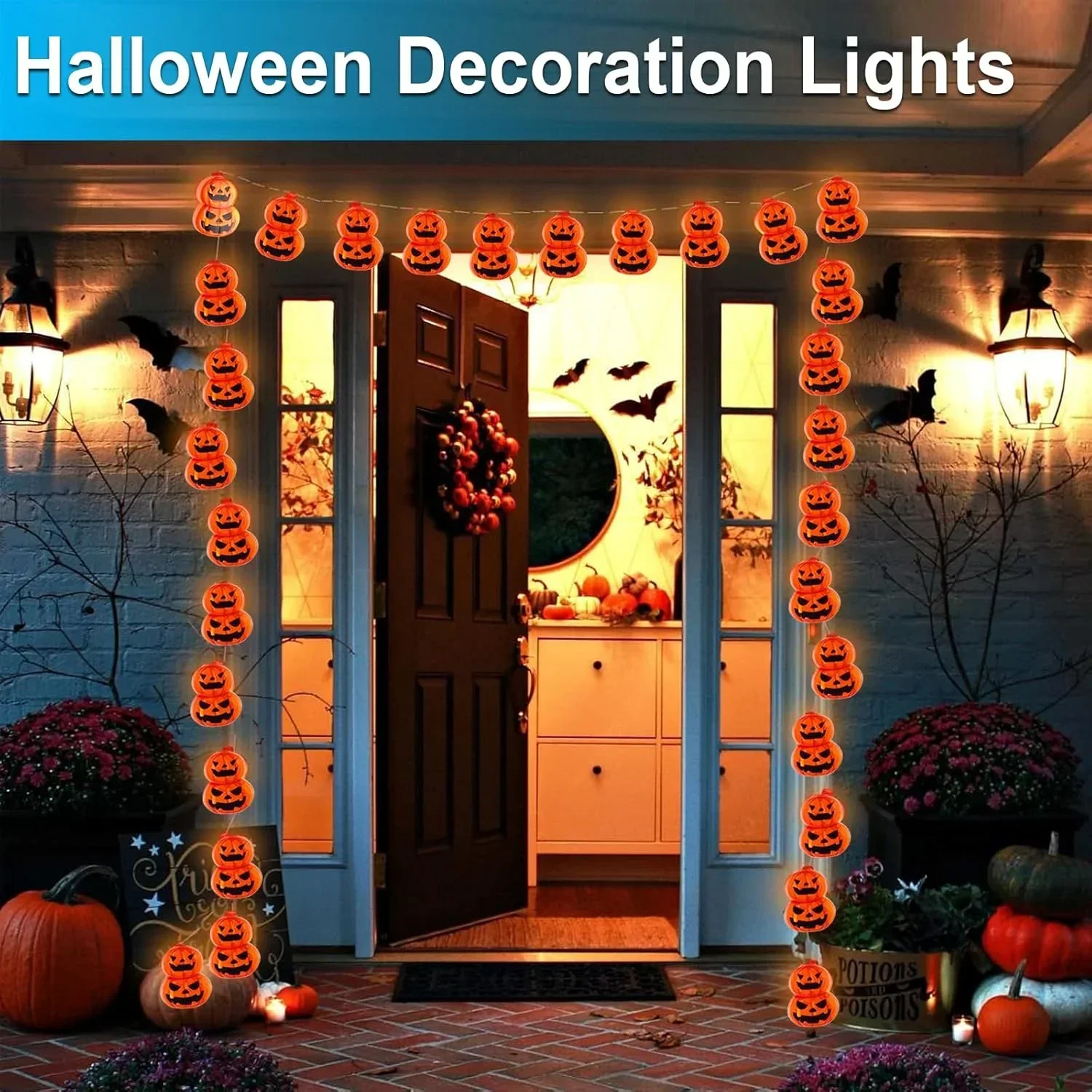 Гирлянда в виде тыквы с огоньк – обзор и цена Halloween Led String Lights Orange