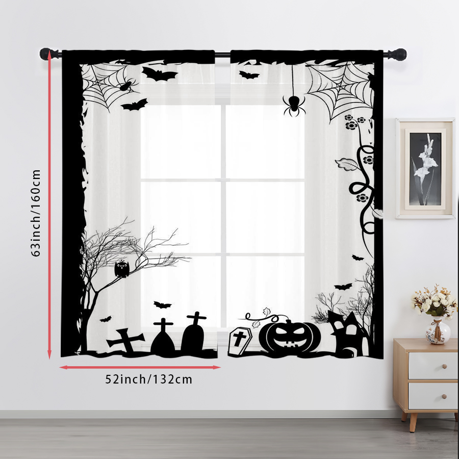 2 шт. Прозрачные шторы с цифро – обзор и цена Spider Web Halloween Decoration