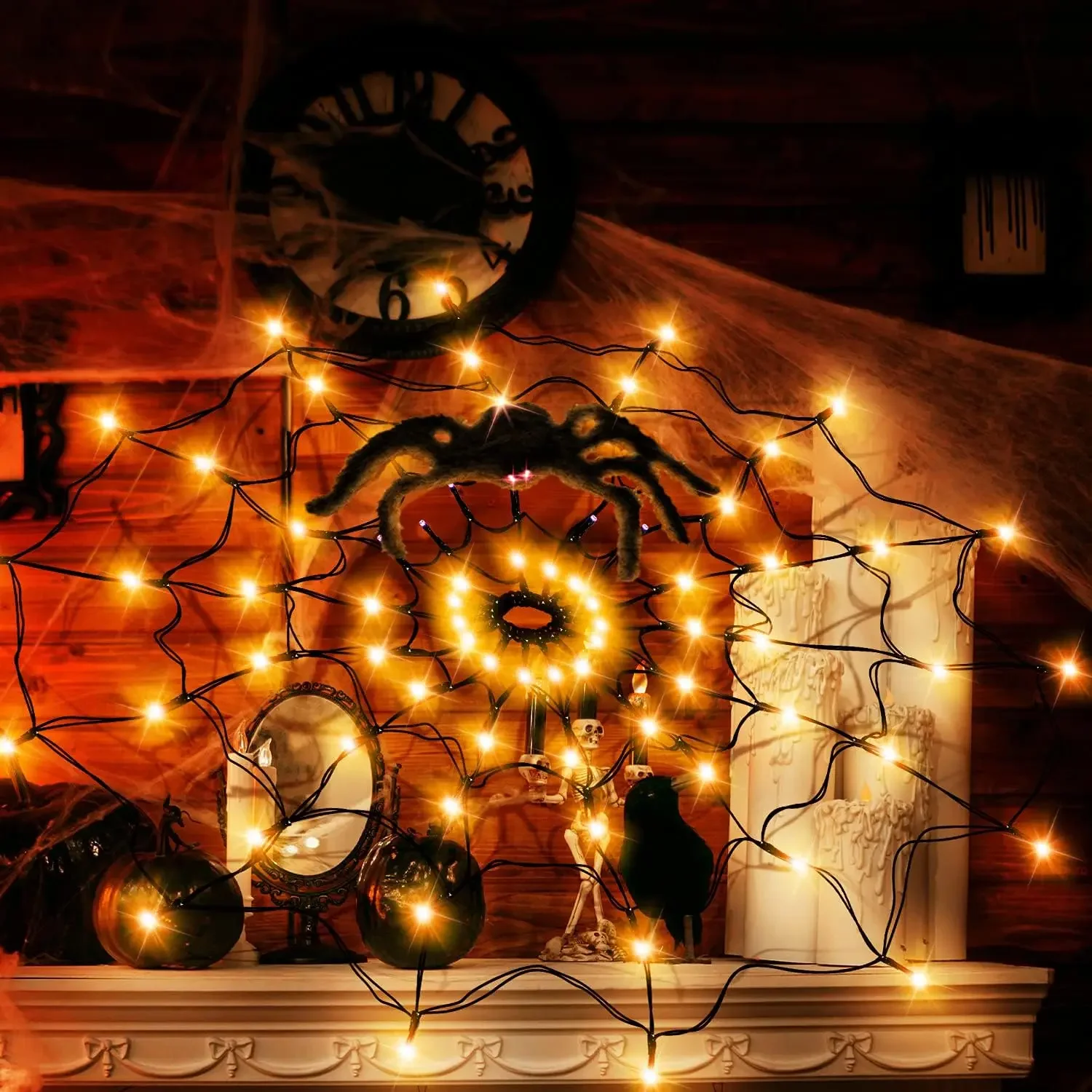 Светодиодная гирлянда на Хэлло – обзор и цена Spider Web Halloween Decoration