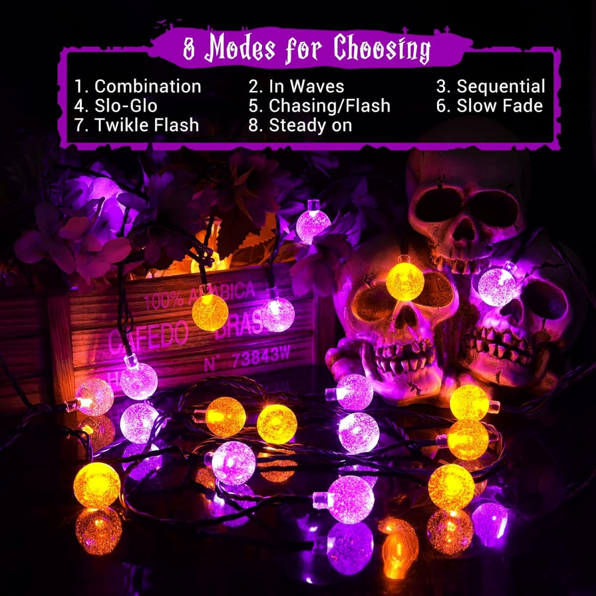1 шт., 12 м, 100 светодиодов,  – обзор и цена Halloween Led String Lights Orange